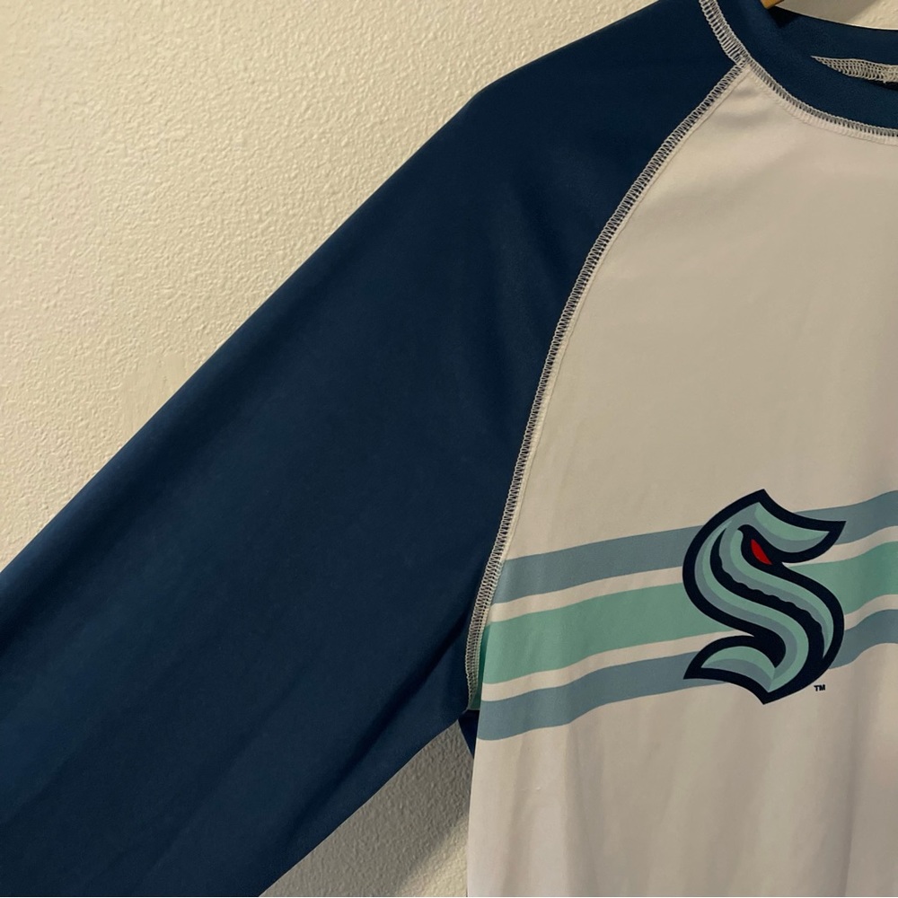 Seattle Kraken Calhoun NHL Long Sleeve Performance Pullover Blue White-Medium - Picture 6 of 9